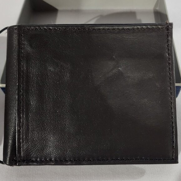 New Men's Stafford Slim Wallet Slimfold Contrasting Canvas Gen Leather Brown NWT - Picture 3 of 11